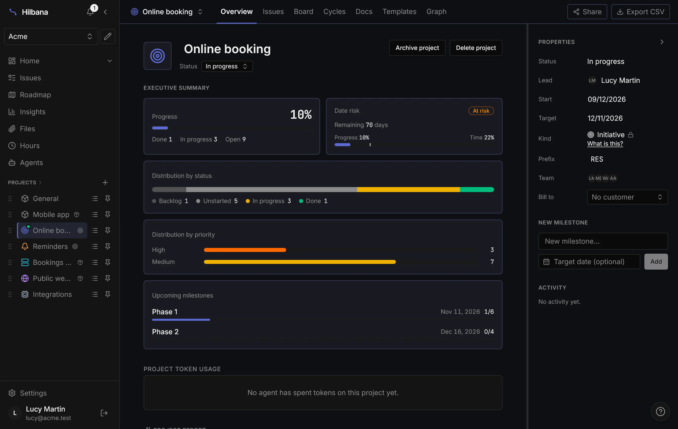 Online booking initiative overview: progress, date risk and phases 1 and 2
