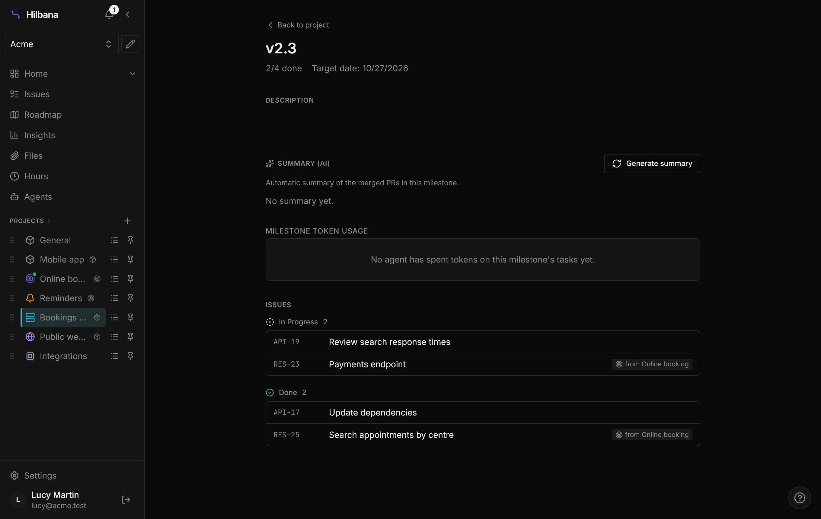 API milestone v2.3: own and delivered issues, with their origin tag