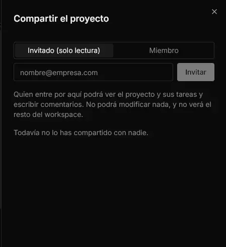 Seleccionar invitado en modo solo lectura
